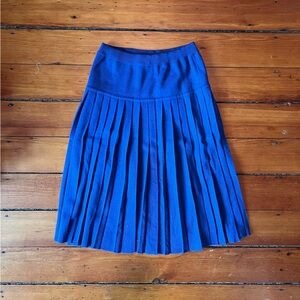 Christian Dior Blue Merino Wool Pleated Skirt